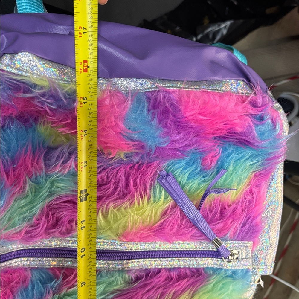 NWT Fuzzy Unicorn Rainbow Backpack Girl’s Back to School Fun - Picture 5 of 8